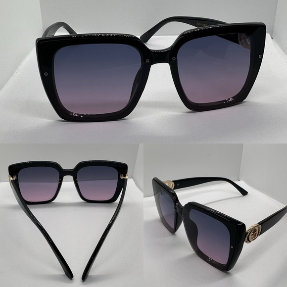 ✨? NWT Trendy Oversized Square Chic Vintage Style UV 400 Black Frame Gray Pink ? main image 15